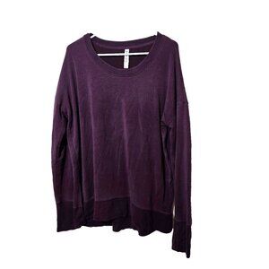 Athleta Coaster Luxe Sweatshirt L Purple Thumbholes Athleisure Comfort Stretch